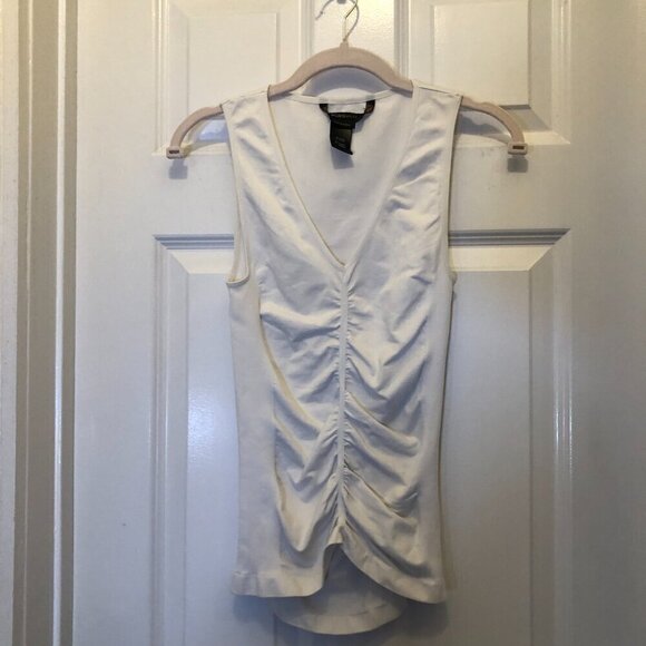 BCBGMaxAzria Tops - BCBGMAXAZRIA Ruched White Tank Top Size XS/S EUC